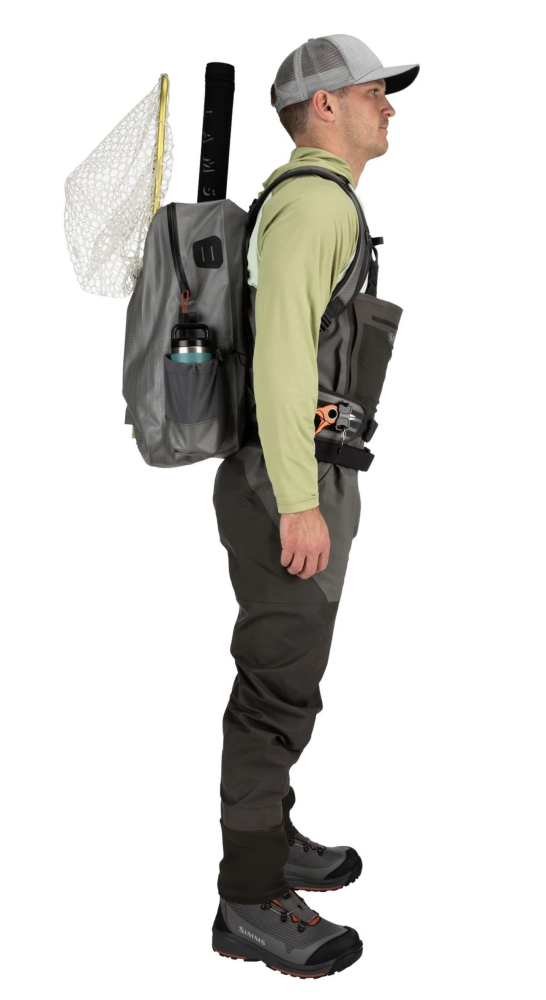Durable Simms Dry Creek Z Backpack, top waterproof pack for fishing and travel.